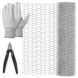 JatilEr 3 x 0,35 m Drahtgeflecht Feinmaschig, Drahtzaun Sechskantgeflecht Verzinkt, Volierendraht Hasendraht Feinmaschig mit Mini Drahtschneidezange und Handschuhen für Heimwerker und Heimdek