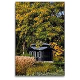 CALVENDO Premium Textil-Leinwand 80 x 120 cm Hoch-Format Historischer Pavillion, Botanischer Garten Augsburg, Deutschland, Leinwanddruck von Martina C