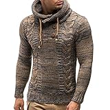 YIFEI2013-SHOP Jersey Mann Herrenkabel gestrickte Hoodies Button Front Langarm Cardigan Pullover Jumper Pullover-Mann. (Color : Khaki, Size : L)