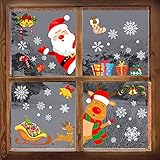 Tuopuda Weihnachten Fensterbilder Doppelseitiges Aufkleber 176 Fensterdeko Weihnachtsdeko Weihnachtssticker Fenstersticker Weihnachtsmann Rentier Schneeflocken Fensteraufkleber, Mehrfarbig