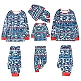 Passendes Familien-Pyjama-Set, Weihnachtspyjamas, langärmelige Oberteile und karierte Hose, Weihnachtsjammies, Urlaubs-Nachtwäsche (b-grün, für Damen, XXL)