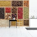 Muralo Fabelhafte Selbstklebende Fototapete 270x180 Küche Gewürze HEILKRÄUTER Bretter Moderne Tapete Esszimmer Restaurant Wandbilder Wandtapete XXL Luxus Abstrakt Br. 270 cm x Hö. 180