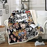 WXhGY Sherpa Flanell Decke Grau 150 x 200 cm Die Beatles Hochwertige Wohndecken,Doppelseitige extra Dicke Warm Super Flausch Fleecedecke als Sofadecke und Haustier Decke,Verbessert den S