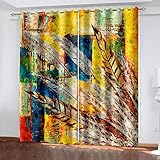 YTSDBB Blickdichte Gardinen Verdunkelungsvorhang Cartoon abstrakt gelb Feder B 280 x H 260 cm 3D Digitaldruck Druckmuster Öse thermisch isoliert 90% für Schlafzimmer Wohnzimmer ​Kinderzimmer Jung