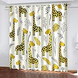 YTSDBB Vorhang kinderzimmer Junge Weiß Giraffe Flecken B 183 x H 160 cm Thermovorhang Schlafzimmer Lichtundurchlässig Stoff Lärmschutzvorhang für Junge Mädchen Wohnzimmer Teenag