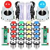 EG STARTS 2 Spieler Klassische Arcade Wettbewerb DIY Kits USB Encoder Zum PC Joystick + 8 Möglichkeiten Aufkleber Chrome LED Leuchttaste 1 2 Spieler Münze Tasten Für Arcade Mame Raspberry Pi 2 3