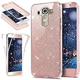 Kompatibel mit LG G4 Hülle,Full-Body 360 Grad Bling Glänzend Glitzer Klar Durchsichtige TPU Silikon Hülle Handyhülle Tasche Front Back Double Beidseitig Cover Schutzhülle für LG G4,Rose G