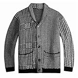 KXZD Herren Strickjacke Cardigan Feinstrick Männer Cardigan Grobstrick mit V-Ausschnitt Schalkragen Casual Top Fashion Elegante Spring Autumn Herren Sweater Leichte Strickjacke Täglich Lässiges Top