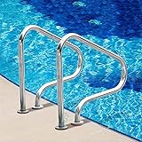 TiyabdT SP-3034, 3 Biegung Rückkehr auf 304 Edelstahl Schwimmbad Handlauf, einfach zu installierende Poolschiene, 440LB Lastkapazität, 2 stück, Silber (Size : 1.5mm)