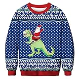 Qienjn Pullovers Herren 3D Druck Kreativität Weihnachtsmann Karikatur Muster Weihnachtsmann Sweatshirt schicker Urlaub lässige Neue Herren Lange Ä