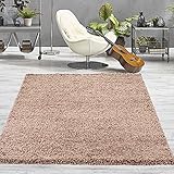 VIMODA Prime Shaggy Teppich Hochflor Langflor Teppiche Modern Einfarbig Nougat Hellbraun, Maße:70x140