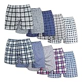 YZhoo Herren Boxershorts 10er Pack 100% Baumwolle Classic Woven Boxershorts - - Larg