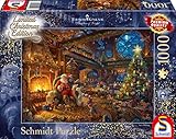 Schmidt Spiele 59494 Thomas Kinkade, Der Weihnachtsmann und Seine Wichtel, Limited Edition, 1000 Teile Puzzle, B