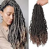 Nu Faux Locs Häkeln Haar Lockig gewellt 18 Zoll 6 Packungen Nu Soft Locks Häkeln Haargeflecht Synthetische Haarverlängerungen für schwarze Frauen (1B/27)