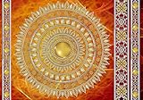 FORWALL Fototapete Tapete Golden Mandala in Rot P8 (368cm. x 254cm.) Photo Wallpaper Mural AMF10119P8 Gratis Wandaufkleber Mandala Ndien Indisch Orient Orientalisch G