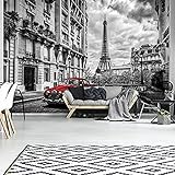 FORWALL Fototapete Tapete Rotes Auto in Paris P4 (254cm. x 184cm.) AMF11674P4 Wandtapete Design Tap