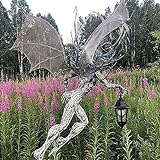 NUB Elf Skulptur mit Laterne Harz Gartendekoration Engel Mädchen Statue mit Flügeln Tisch Mittelstücke für Schlafzimmer Glühende Einweihungsfeier Garten Dekor Sammlung,Not Glow