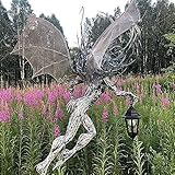 NUB Elf Skulptur mit Laterne Harz Gartendekoration Engel Mädchen Statue mit Flügeln Tisch Mittelstücke für Schlafzimmer Glühende Einweihungsfeier Garten Dekor Sammlung,Not Glow