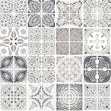 FoLIESEN Fliesenaufkleber für Bad, Küche, Badezimmer - Fliesen-Folie selbstklebend - Patchwork No.9 - 64 Klebefliesen, BxH:10x10