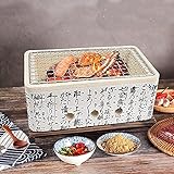 FSJD Keramik-Holzkohle-Grillgrill, Grill im japanischen Stil, quadratischer Haushaltsgrill, tragbarer Antihaft-Grillgrill für Picknick-Garten-Terrassen-Camping-R