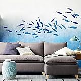 WandSticker4U®- Wandtattoo FISCHE I Farbe: Hellblau I Wandsticker Badezimmer Meerestiere Fliesen Aufkleber Bad Deko Fisch See I Kinderzimmer Unterwasserwelt Meer Stick