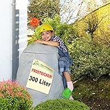 REGENTONNE REGENFASS FELS 300l - FROSTSICHERES, LANGLEBIGES Regenfass mit stabilem Deckel und Wasserhahn (Stein-grau)