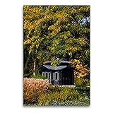 CALVENDO Premium Textil-Leinwand 60 x 90 cm Hoch-Format Historischer Pavillion, Botanischer Garten Augsburg, Deutschland, Leinwanddruck von Martina C