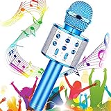 Karaoke kabelloses Mikrofon, Buty, Karaoke, Bluetooth, tragbar, für Kinder, Lautsprecher, Singen, Musik kompatibel mit Android/iOS PC, AUX oder Smartphone (blau)