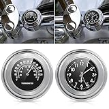 Wasserdichte Universal-Uhr und Thermometer für Motorrad-Lenker von 2,2 cm bis 2,5 cm (7/8 Zoll bis 1 Zoll)