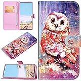 Urhause Kompatibel mit Galaxy A91 Brieftasche Hülle Ledertasche Handyhülle 3D Bunt Muster Glitzer Glänzend Schutzhülle mit Kartenfach Magnetverschluss Bumper Stoßfest Flip Case Farbige E