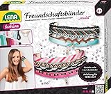 Lena 42116 - Bastelset Multi Freundschaftsbänder, Komplettset mit 2 Bänder aus Satin, Garne in 8 Farben, 3 Kordeln und 2 Verschlüsse, Knüpfset für Kinder ab 8 Jahre, Flechtset für 2 Armbänder 5 in 1 Mehrfarbig