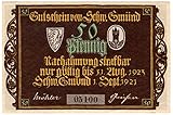 Banknoten 50 Pfennig Gutschein Schw. Gmünd, 1921, Nr. 05100