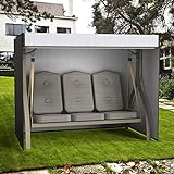Schutzhülle Hollywoodschaukel 3 Sitzer,Wasserdicht, Winddicht, UV-Beständiges,Abdeckung für Gartenschaukel (220x125x170cm) Schw