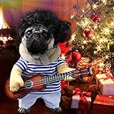 Idefair Lustige Gitarrenhund Kostüme Haustierbekleidung Hundekleidung Anzug für Welpen Kleine Mittlere Hunde Chihuahua Teddy Pug Weihnachten Party Halloween Kostüme Outfit (L)