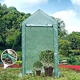 Yorbay Foliengewächshaus Gewächshaus für Tomaten, mit Gitternetzfolie für Garten zur Aufzucht, spitzdach, Grün, 100×50×190cm (LxBxH) Mehrweg