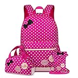 Schulrucksack Mädche Kinder Schulranzen Set - 3-in-1 Groß Rucksack mit Federmäppchen & Lunchpaket Teenager Schultasche Daypack Wasserdicht Ranzen Schultertaschen Backpack für Schule Outdoor Camping