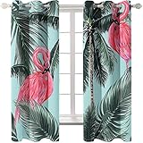 KLily 3D Digitaldruck Blumenserie Vorhänge Rosa Tierblaue Blumenschattierung Verdickung Frei Perforierter Rundlochstab Vorhangstoff Geeignet Zum Drucken Von Vorhängen Für Den Hausgartenbalk