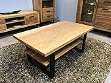Couchtisch Wildeiche Massiv geölt 115x65cm Metallgestell in schwarz 2282