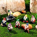 Jetec 7 Stücke Gartenzwerge Zwerg Harz Statuen Miniatur Feen Garten Mini Statue für Tisch und Garten Dekoration für Feiertagsfest Garten Dekoration, Gartendekoration Zubehö