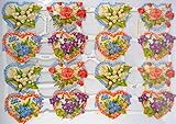 Glanzbilder Rosen Blumen Herzen Liebe EF 7166 Oblate Posiebilder Scrapbook Deko GWI 399