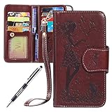 Kompatibel mit Galaxy S6 Edge Hülle Ledercase Handyhülle Hülle Tasche Wallet Bookstyle Flipcase Folio Handytasche Kartensätze Magnetisch Ständer Rückschale Handycover,B