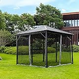 Home Deluxe - LED Solar Pavillon Azur - Aluminiumgestell - inkl. LED Beleuchtung und schließbarer Vorhänge - Maße (LxBxH): 270 x 270 x 200 cm - inkl. komplettem Montag