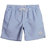 MaaMgic Herren Badehose Jungen Badeshorts Sporthose Schnelltrockend Sport Schwimmhose mit Mesh in vielen Farben, Größen XS - 2XL, Blau Gestreift L