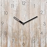 Wanduhr aus Glas mit Tischaufsteller, Shabby Wood Planks, hellbraun, Holzoptik, Vintage, 20x20 cm von Eurograp