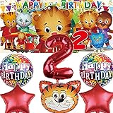 Daniel Tiger Party-Zubehör zum 2. Geburtstag, 2. Geburtstag, 2 Jahre, Dekoration, Banner, Hintergrund-Ballon-Set, Dek