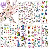 Oblique Unique® XXL Kinder Tattoo Set 208 Stück für Mädchen Einhorn Schmetterling Herz Panda Lolly Zebra Motive UVM. Farbenfrohe Temporäre Tattoos zum Spielen Kindergeburtstag