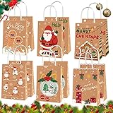 12 PCS Papiertüten,Weihnachten Geschenktaschen,Geschenkbox,Geschenktüten mit Griff Kraftpapier,papiertüten weihnachten,Süßigkeiten Tüten,Geschenktüten,Weihnachten Papiertüte,Geschenktüten W