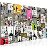 Runa Art Wandbild XXL Collage Banksy 200 x 80 cm Bunt 5 Teilig - Made in Germany - 302755
