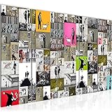 Runa Art Wandbild XXL Collage Banksy 200 x 80 cm Bunt 5 Teilig - Made in Germany - 302755