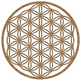 Blume des Lebens Holz 39/49 cm 7 Farben Wand-Bild-Dekoration Spirituelles Symbol Esoterik Geschenk Heilige Geometrie Wanddeko Holzdeko braun Bild Feng S